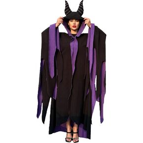Evil Queen Witch Costume Women,Hooded Cloak Plus Size Halloween Costumes,Cape with Hood Cosplay