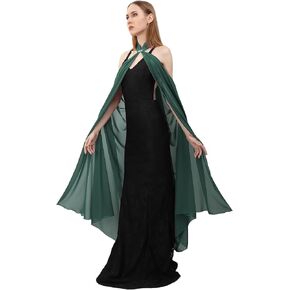 DAZCOS Chiffon Shawls Cape for Women Tulle Cloak Sheer for Evening Glamour Dresses Wedding Collared Halter Capelet