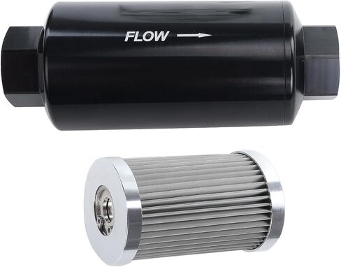 12AN Billet Aluminum 30 Micron Fuel Filter with Reusable Stainless Steel Mesh Filter Element No Glue Design, ORB-12 Port, Black in Saudi Arabia