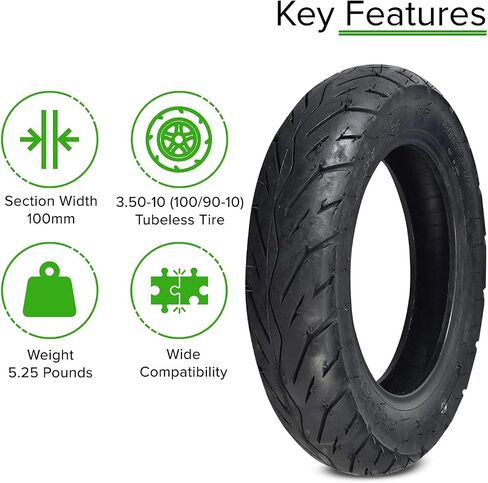 AlveyTech 3.50-10 (100/90-10) Tubeless Scooter Tire with QD004 Tread in Saudi Arabia