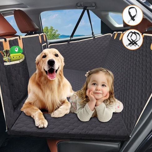 LOOBANI Hard Bottom Car Seat Cover for Dogs: Back Seat Extender for Dogs, Dog Seat Cover for Back Seat with Mesh Window and Storage Pocket in Saudi Arabia
