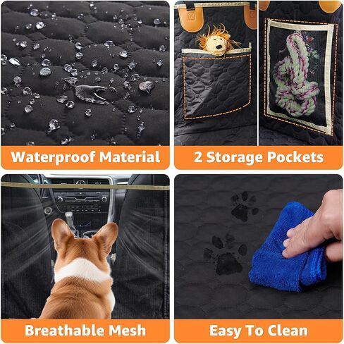 LOOBANI Hard Bottom Car Seat Cover for Dogs: Back Seat Extender for Dogs, Dog Seat Cover for Back Seat with Mesh Window and Storage Pocket in Saudi Arabia