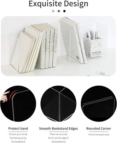 نهايات كتب MSDADA من الأكريليك الشفاف للأرفف، نهايات الكتب لديكور مكتبة المكتب المنزلي، سدادة كتب للكتب والأفلام والمجلات وألعاب الفيديو والأقراص المضغوطة (زوجان/4 قطع) in Kuwait