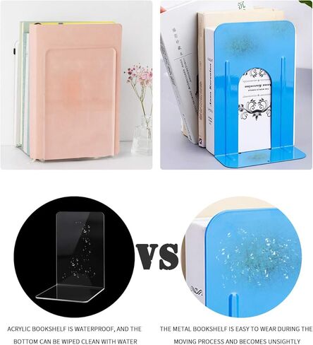 نهايات كتب MSDADA من الأكريليك الشفاف للأرفف، نهايات الكتب لديكور مكتبة المكتب المنزلي، سدادة كتب للكتب والأفلام والمجلات وألعاب الفيديو والأقراص المضغوطة (زوجان/4 قطع) in Kuwait