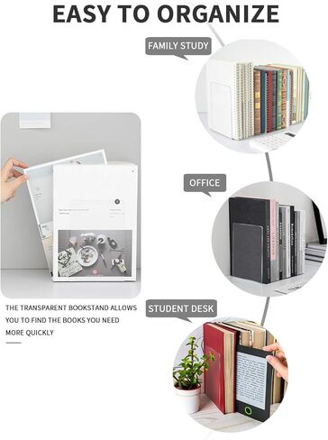 نهايات كتب MSDADA من الأكريليك الشفاف للأرفف، نهايات الكتب لديكور مكتبة المكتب المنزلي، سدادة كتب للكتب والأفلام والمجلات وألعاب الفيديو والأقراص المضغوطة (زوجان/4 قطع) in Kuwait