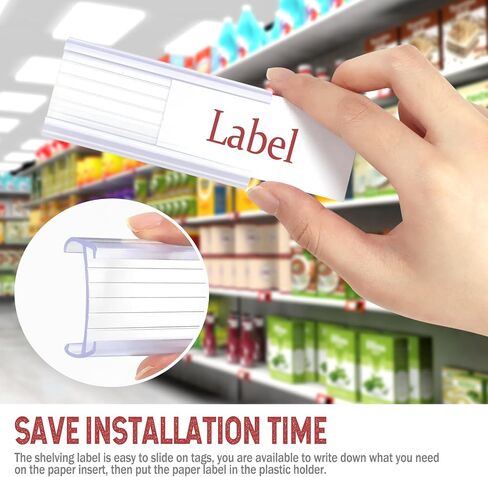 100 Pcs Wire Shelf Label Holders with White Blank Labels, Plastic Shelf Tags for Wire Shelving(3'' x 1.4'') in Saudi Arabia