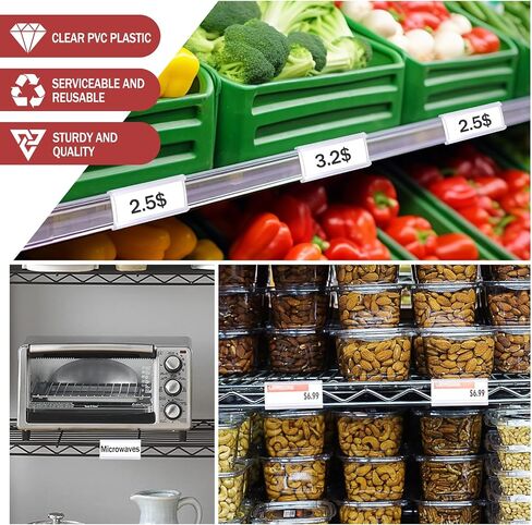 100 Pcs Wire Shelf Label Holders with White Blank Labels, Plastic Shelf Tags for Wire Shelving(3'' x 1.4'') in Saudi Arabia