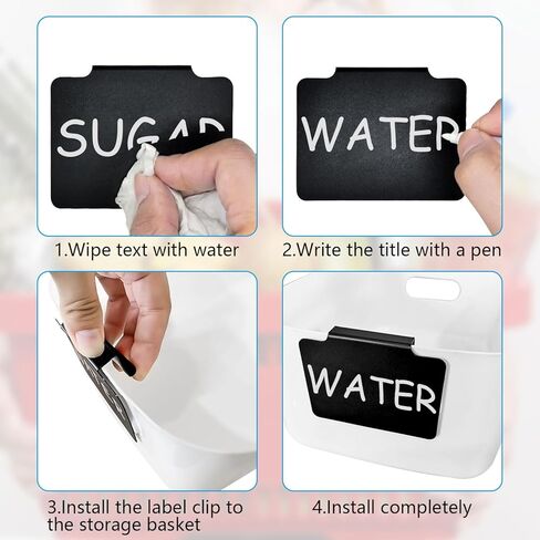 Basket Labels Clip with Plastic Storage Case &2 White Chalk board Markers for 12 Hanging Bins Pantry Organization Removable Small chalkboard Clips label Holder, Home Laundry Fabric Sorting in Saudi Arabia