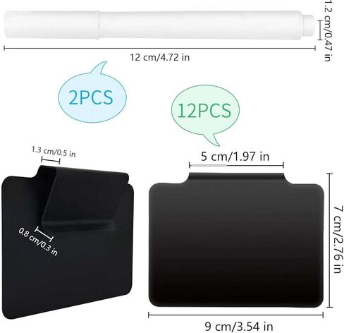 Basket Labels Clip with Plastic Storage Case &2 White Chalk board Markers for 12 Hanging Bins Pantry Organization Removable Small chalkboard Clips label Holder, Home Laundry Fabric Sorting in Saudi Arabia