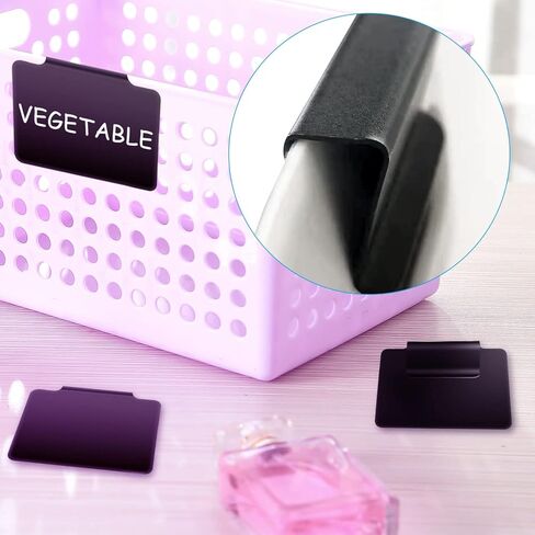 Basket Labels Clip with Plastic Storage Case &2 White Chalk board Markers for 12 Hanging Bins Pantry Organization Removable Small chalkboard Clips label Holder, Home Laundry Fabric Sorting in Saudi Arabia