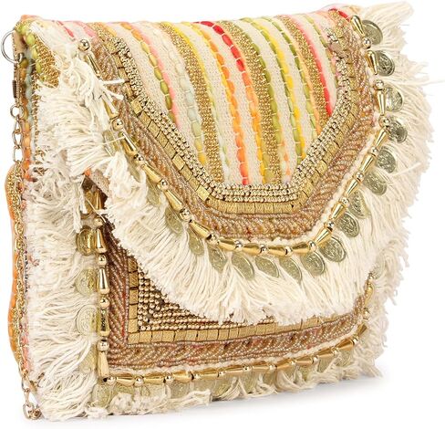 Rajasthani Indian Art Sling Bag Foldover Clutch Purse For Women, Indian Handcrafted Foldover Sling Clutch in Kuwait