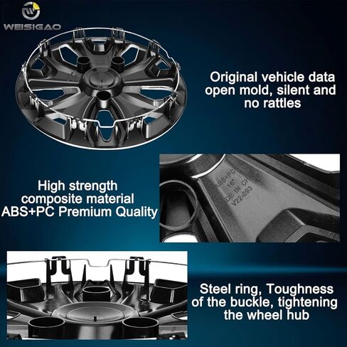 مجموعة من 4 أغطية محورية متوافقة مع Ford Transit 150/250/350، 2015 2016 2017 2018 2019 2020 2021 2022 2023 2024، أغطية عجلات 16 بوصة، 5 Y Spok، ساق قياسية، لون أسود لامع in Kuwait