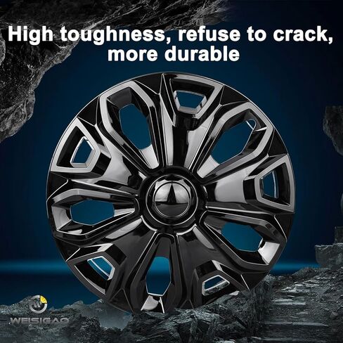 مجموعة من 4 أغطية محورية متوافقة مع Ford Transit 150/250/350، 2015 2016 2017 2018 2019 2020 2021 2022 2023 2024، أغطية عجلات 16 بوصة، 5 Y Spok، ساق قياسية، لون أسود لامع in Kuwait