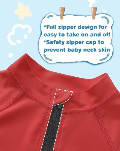 Toddlers Full Zip Up UV Rash Guard SPF Swim Shirts - Baby Boys Girls Long Sleeve Sun Protection Shirts Quick Dry UPF50+ in Kuwait