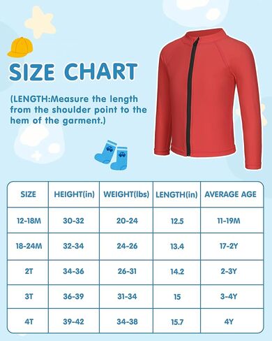 Toddlers Full Zip Up UV Rash Guard SPF Swim Shirts - Baby Boys Girls Long Sleeve Sun Protection Shirts Quick Dry UPF50+ in Kuwait