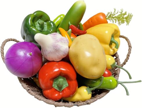 22pcs Realistic Artificial Fake Vegetables, Artificial Vegetables for Decoration, Home Kitchen Decor,PU Simulation Vegetable,Artificial Bell Peppers in Saudi Arabia