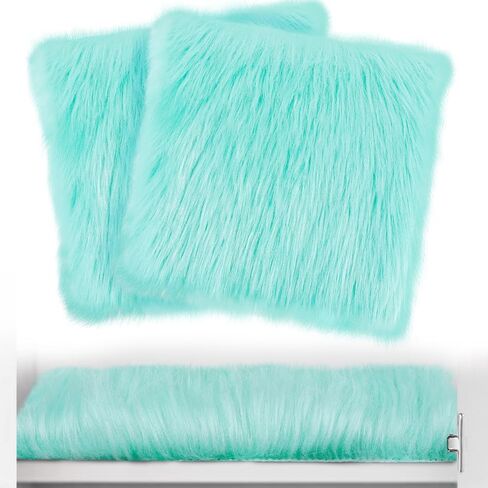 2 Pcs School Locker Rugs, 12" x 12" Mini Locker Decorations for Girls, Soft Fluffy Area Carpet with Non Skid Backing for Middle School Locker Decor Aesthetic Nail Photography (Lake Blue) in Saudi Arabia