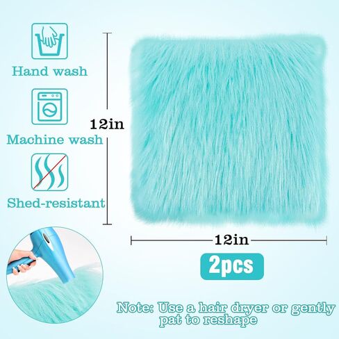 2 Pcs School Locker Rugs, 12" x 12" Mini Locker Decorations for Girls, Soft Fluffy Area Carpet with Non Skid Backing for Middle School Locker Decor Aesthetic Nail Photography (Lake Blue) in Saudi Arabia