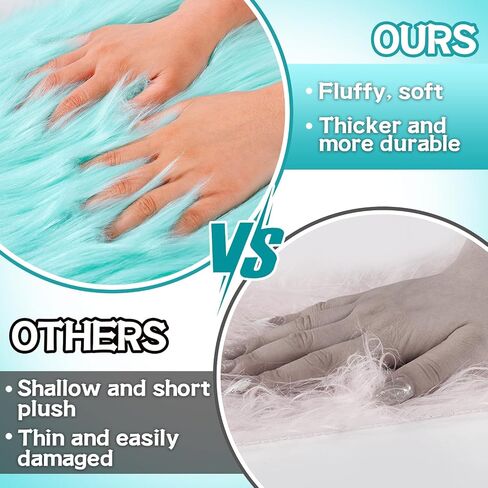 2 Pcs School Locker Rugs, 12" x 12" Mini Locker Decorations for Girls, Soft Fluffy Area Carpet with Non Skid Backing for Middle School Locker Decor Aesthetic Nail Photography (Lake Blue) in Saudi Arabia