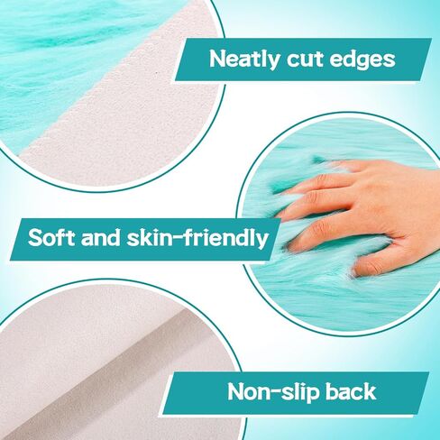 2 Pcs School Locker Rugs, 12" x 12" Mini Locker Decorations for Girls, Soft Fluffy Area Carpet with Non Skid Backing for Middle School Locker Decor Aesthetic Nail Photography (Lake Blue) in Saudi Arabia