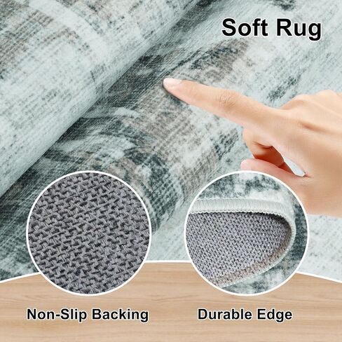 Area Rugs 9x12 Living Room Rug: Large Modern Abstract Soft Rug Non-Slip, Washable Low Pile Floor Carpet for Bedroom, Kitchen, Dining Table Home Office (Grayish Green, 9'x12') in Saudi Arabia
