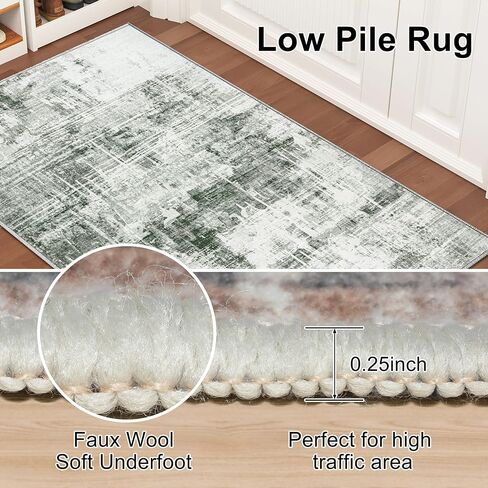 Area Rugs 9x12 Living Room Rug: Large Modern Abstract Soft Rug Non-Slip, Washable Low Pile Floor Carpet for Bedroom, Kitchen, Dining Table Home Office (Grayish Green, 9'x12') in Saudi Arabia