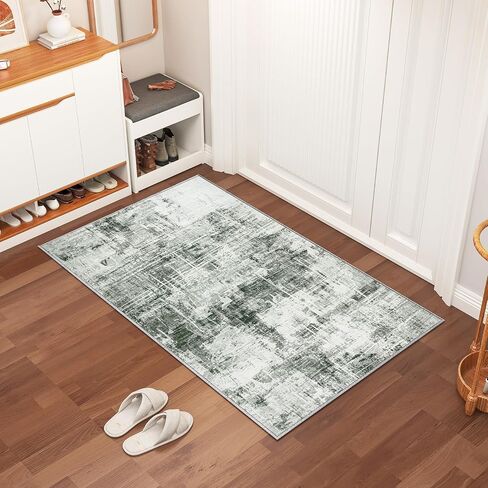 Area Rugs 9x12 Living Room Rug: Large Modern Abstract Soft Rug Non-Slip, Washable Low Pile Floor Carpet for Bedroom, Kitchen, Dining Table Home Office (Grayish Green, 9'x12') in Saudi Arabia