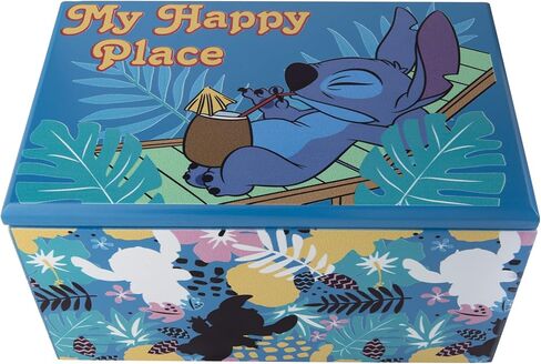 Disney Lilo and Stitch Sterling Silver 3D Pendant Necklace and My Happy Place Silk Screen Print Blue Jewelry Box Jewelry Organizer Bundle in Saudi Arabia