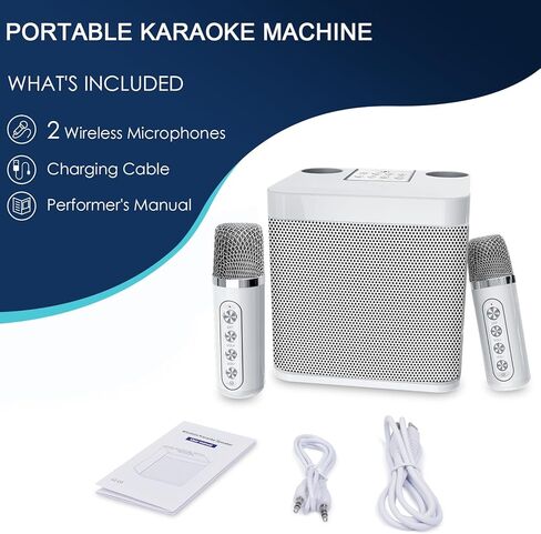 Karaoke Machine for Adults and Kids, Portable Bluetooth Karaoke Speaker with 2 Wireless Microphones for TV, Singing Karaoke for Home Party, Great Gifts for Boys and Girls in Kuwait