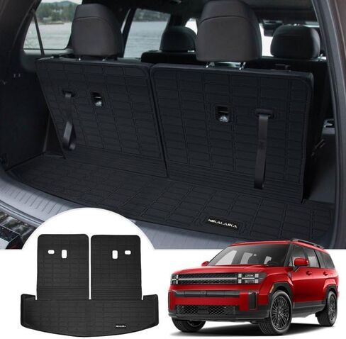 حصيرة صندوق السيارة ومسند الظهر لـ 2024 Hyundai Santa FE بطانة البضائع حصيرة جميع الأحوال الجوية TPE حامي المقعد الخلفي لملحقات Hyundai Santa FE 2024 in Kuwait