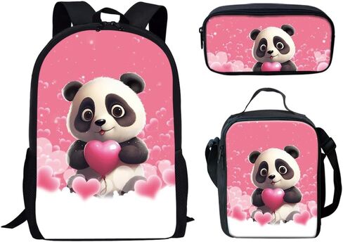 3 in 1 Black Cat Animal Print Backpack Set with Lunch Box and Pencil Case in Saudi Arabia