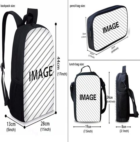 3 in 1 Black Cat Animal Print Backpack Set with Lunch Box and Pencil Case in Saudi Arabia