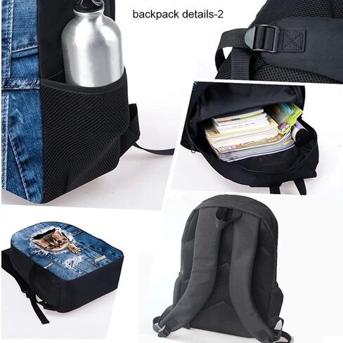 3 in 1 Black Cat Animal Print Backpack Set with Lunch Box and Pencil Case in Saudi Arabia