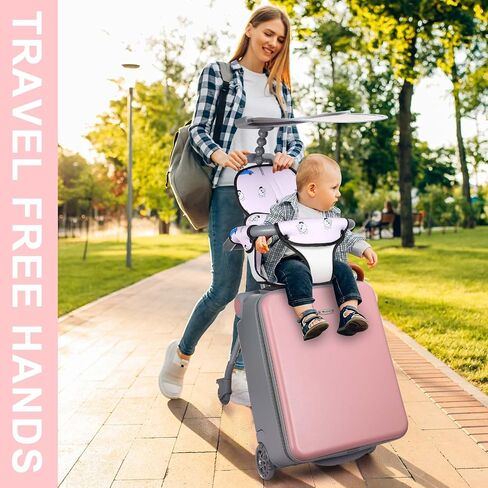 20 Inch Carry on Luggage with Seat for Kids Expandable Ride on Suitcase with Spinner Wheels and Locks for Travel (Pink,Sunshade Style) in Saudi Arabia