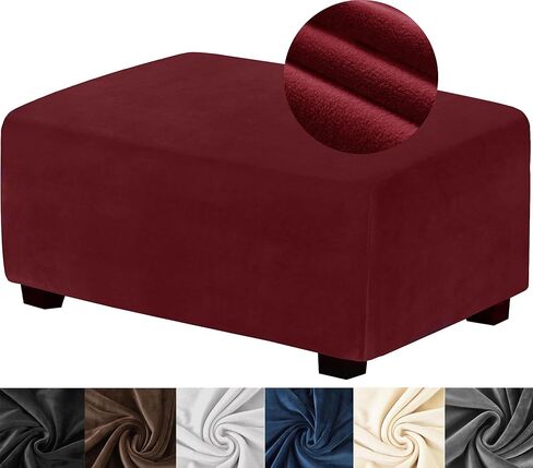 Ottoman Cover Rectangle,Stretch Velvet Ottoman Covers Thick Ottoman Covers Slipcover Rectangle Ottoman Slipcovers Soft Storage Ottoman Foot Rest Cover with Elastic Bottom Red Large in Saudi Arabia