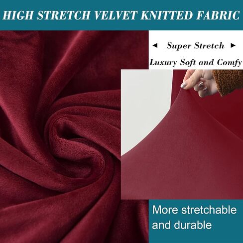 Ottoman Cover Rectangle,Stretch Velvet Ottoman Covers Thick Ottoman Covers Slipcover Rectangle Ottoman Slipcovers Soft Storage Ottoman Foot Rest Cover with Elastic Bottom Red Large in Saudi Arabia