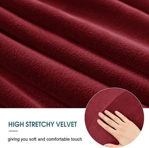 Ottoman Cover Rectangle,Stretch Velvet Ottoman Covers Thick Ottoman Covers Slipcover Rectangle Ottoman Slipcovers Soft Storage Ottoman Foot Rest Cover with Elastic Bottom Red Large in Saudi Arabia