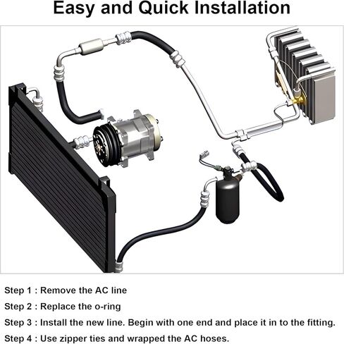 مجموعة خطوط التيار المتردد الخلفية MuHize YTE33439 - خطوط استبدال خراطيم تكييف الهواء المطورة المتوافقة مع سيارات الدفع الرباعي ذات قاعدة العجلات القصيرة 2007-2014 Chevy Tahoe Yukon & Escalade in Kuwait