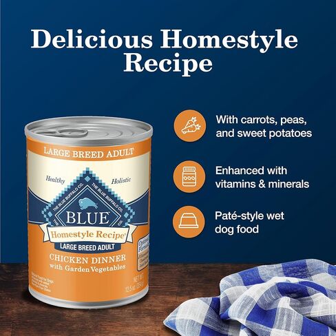 وصفة منزلية من Blue Buffalo Homestyle الدجاج ولحم البقر حزمة متنوعة من أغذية الكلاب الرطبة للكلاب البالغة، الحبوب الكاملة، 12.5 أونصة. علب (6 عبوات) in Kuwait