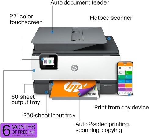 طابعة HP OfficeJet 9012e اللاسلكية النافثة للحبر الملونة الكل في واحد ضمان HP لمدة عام واحد مجانًا لمدة 6 أشهر طباعة حبر فورية ومسح ضوئي وفاكس 2.7 بوصة تحكم باللمس 20 صفحة في الدقيقة أسود 16 صفحة في الدقيقة لون، 1G5L4A (متجدد) in Saudi Arabia
