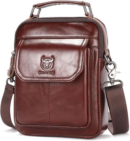 Leather Shoulder Bag for Men Casual Crossbody Bag Travel Vintage Messenger Bag Multi-function Handbag Satchel in Kuwait