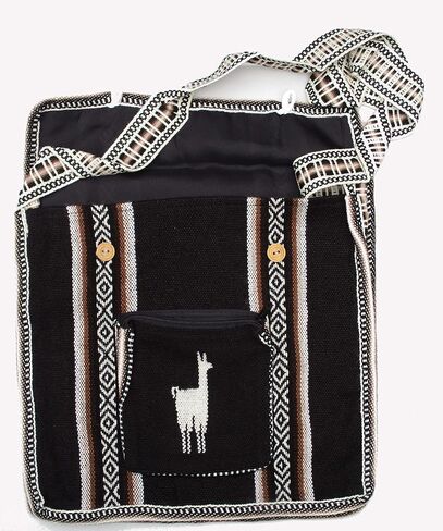 Black South American Peruvian Cross Body Messenger Bag Purse Stripes Llama Alpaca Wool Hippie (Black) in Saudi Arabia