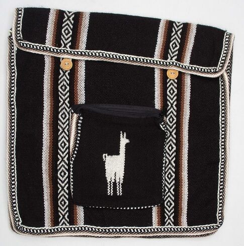 Black South American Peruvian Cross Body Messenger Bag Purse Stripes Llama Alpaca Wool Hippie (Black) in Saudi Arabia