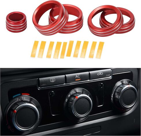 AC Air Conditioner Headlight Media Volume Control Switch Knob Cover - Car Interior Trim - for Chevrolet Silverado 22-23 Aluminum Alloy Red - 5 Pcs in Kuwait