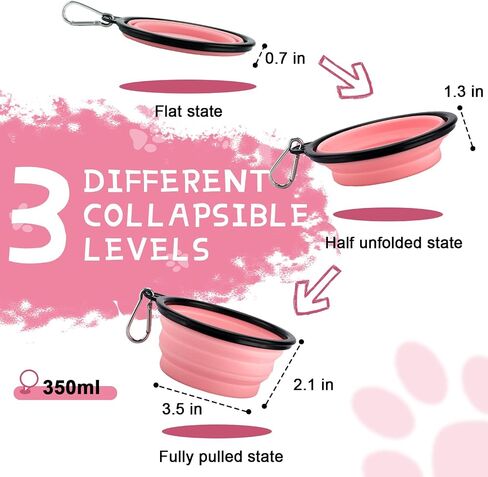 Collapsible Dog Bowls for Travel, 2-Pack Dog Portable Water Bowl for Dogs Cats Pet Foldable Feeding Watering Dish for Traveling Camping Walking with 2 Carabiners, BPA Free in Saudi Arabia