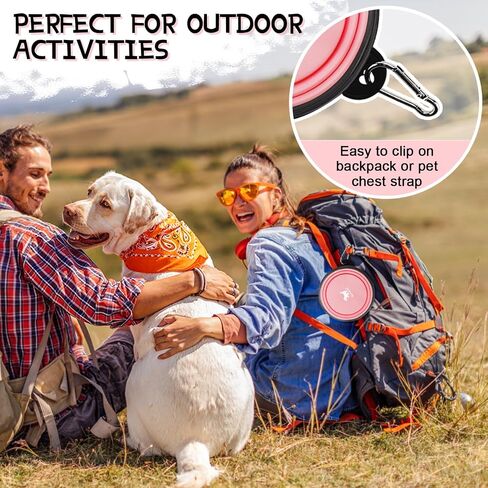 Collapsible Dog Bowls for Travel, 2-Pack Dog Portable Water Bowl for Dogs Cats Pet Foldable Feeding Watering Dish for Traveling Camping Walking with 2 Carabiners, BPA Free in Saudi Arabia