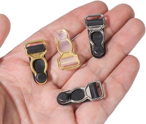 30pcs 0.47inch Plastic Black Corset Leg Garter Belt Clip Hooks Suspender Ends Hosiery Stocking Grips Suspender Clips(0.47inch,Black Silver) in Saudi Arabia