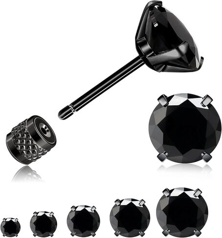 316L Surgical Stainless Steel Threadless Flat Back Earrings 2-6mm Hypoallergenic CZ Cartilage Earrings Studs Set Push-in Flat Back Stud Earrings Tragus Helix Piercing Jewelry for Women and Men in Saudi Arabia