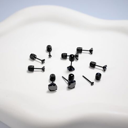 316L Surgical Stainless Steel Threadless Flat Back Earrings 2-6mm Hypoallergenic CZ Cartilage Earrings Studs Set Push-in Flat Back Stud Earrings Tragus Helix Piercing Jewelry for Women and Men in Saudi Arabia