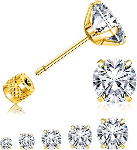 316L Surgical Stainless Steel Threadless Flat Back Earrings 2-6mm Hypoallergenic CZ Cartilage Earrings Studs Set Push-in Flat Back Stud Earrings Tragus Helix Piercing Jewelry for Women and Men in Saudi Arabia